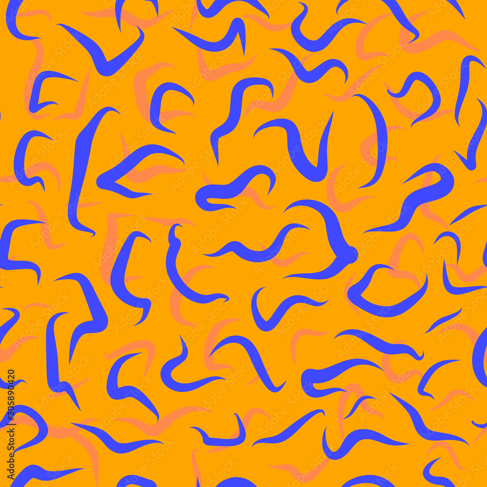 Geometric pattern imitating animal skin or camouflage. Vector illustration of a seamless illustration. Swirls and snakes on orange background. Geometric pattern imitating animal skin or camouflage. Vector illustration of a seamless illustration. Swirls and snakes on orange background.