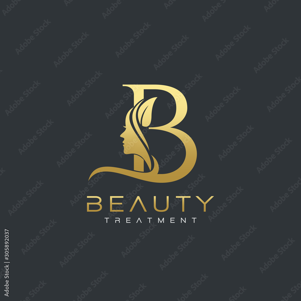 B Letter Luxury Beauty Face Logo Design Vector Stock ベクター | Adobe Stock