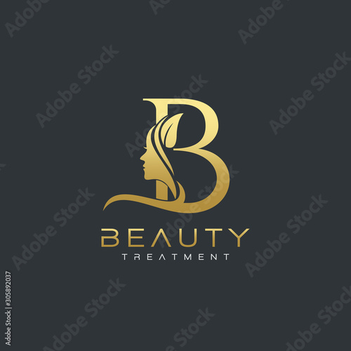 B Letter Luxury Beauty Face Logo Design Vector