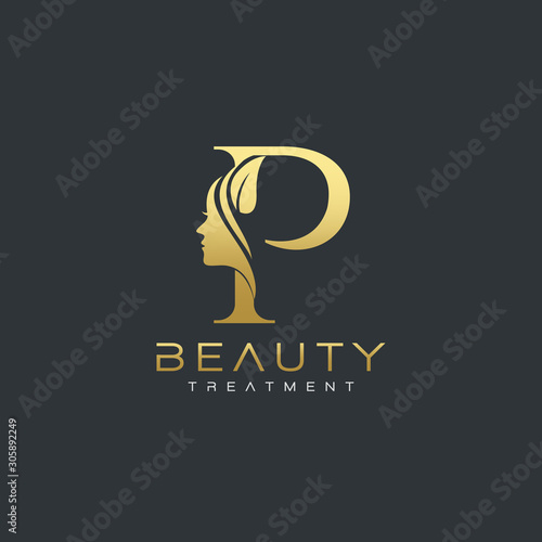 P Letter Luxury Beauty Face Logo Design Vector