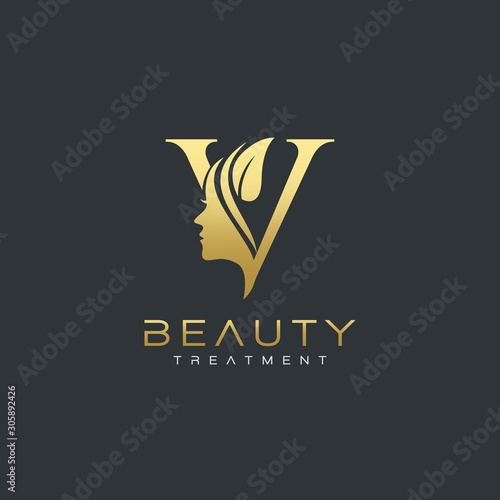 V Letter Luxury Beauty Face Logo Design Vector Stock Vector | Adobe Stock