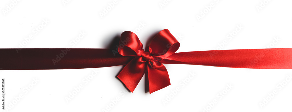 Red ribbon bow isolated on white Red ribbon bow isolated on white