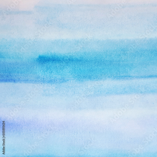 Light Blue watercolor hand drawn background on paper texture