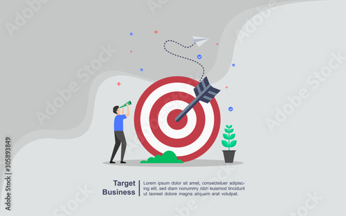 Illustration concept of target business. social networks, Internet, seo development, digital marketing, attract target audience. Suitable for web landing page, ui, mobile app, banner template.
