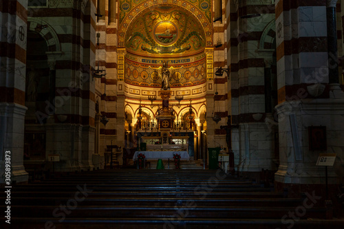 Interior of the Notre Dame de la Garde in Marseille. Religion and history.