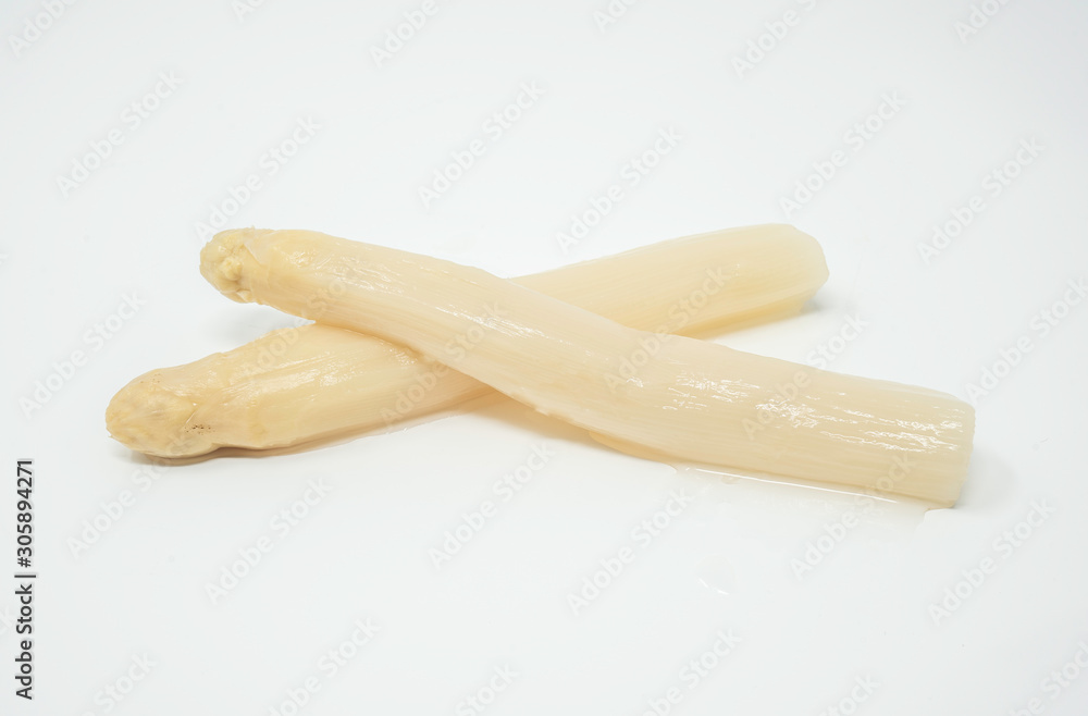 White asparagus in different materials