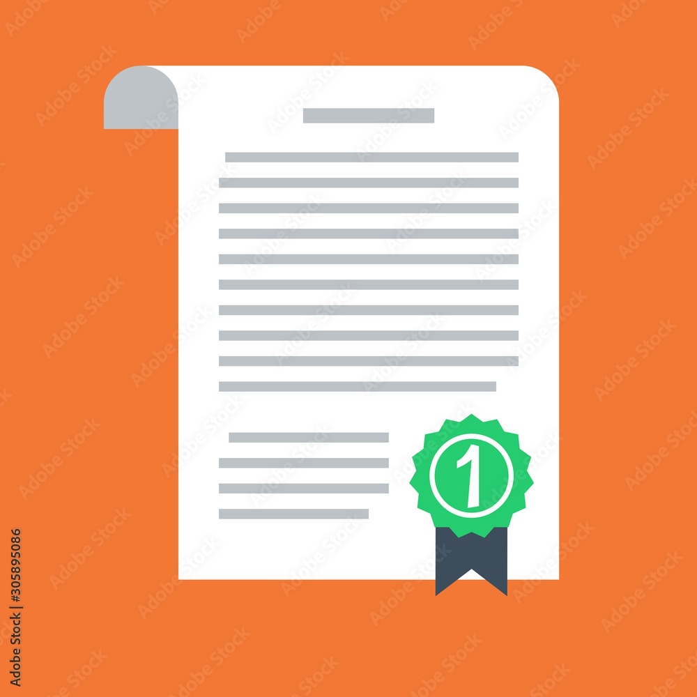 Contract vector icon in a flat style isolated on a colored background ...