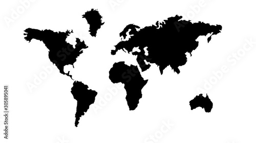 Animation of the globe. Pangea, planet earth, video with alpha channel enabled. Cartoon photo