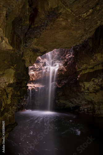 Smoo Cave  a large combined sea cave and freshwater cave in Durness in Sutherland  Highland  Scotland.