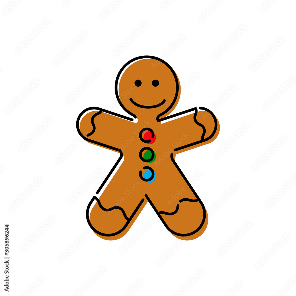 Icono plano lineal hombre de jengibre en varios colores Icono plano lineal hombre de jengibre en varios colores