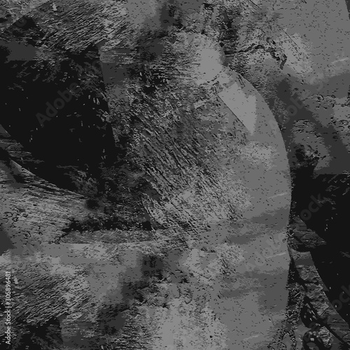 Grunge background black and white. Urban gloomy texture of the walls. Abstract monochrome pattern of dirt. Pattern of dust, chips, cracks