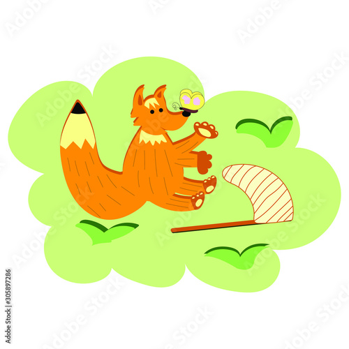 Little fox simple and cute vector illustration.