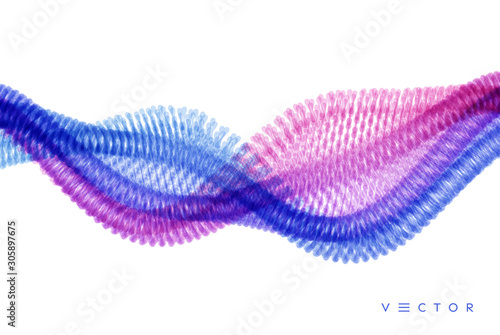 Molecular wave. Abstract background with dynamic particles. Layer of cells. Connection structure. 3d vector illustration for science or medical.