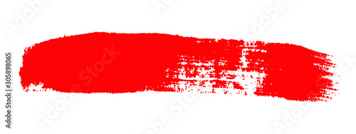 Red grunge brush stroke on white background