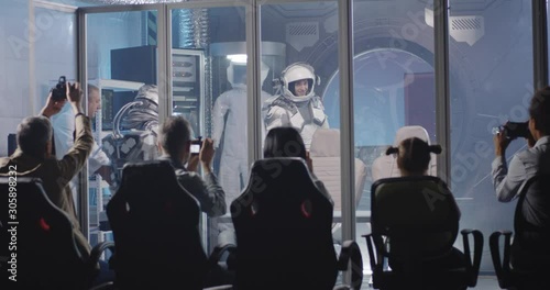 Astronauts arriving for press conference