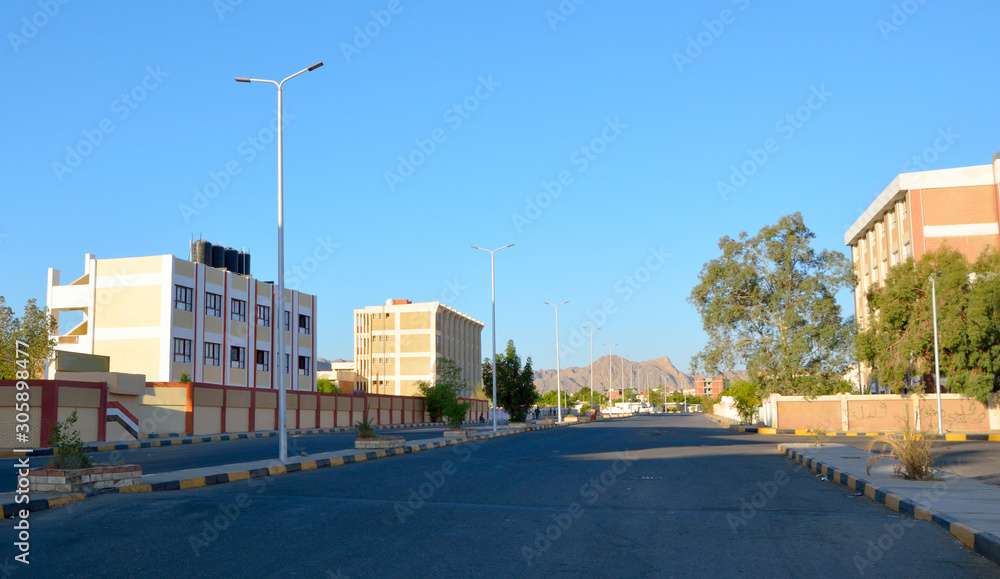 Obraz premium The small Egyptian town Safaga. Street with road