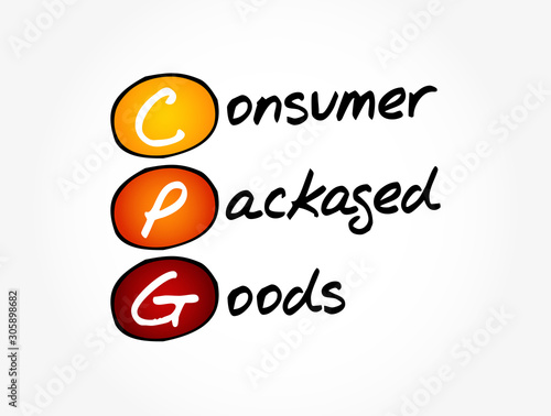 CPG - Consumer Packaged Goods acronym, business concept background