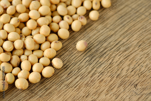 Dry soybean close up of top view,background of food