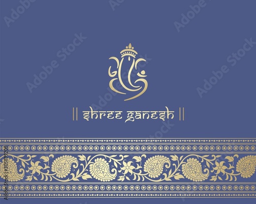 Ganesha, wedding card, royal Rajasthan, India	