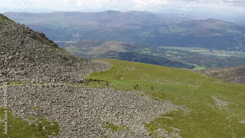 Decending from summit of Cadir Idris Wales. photo