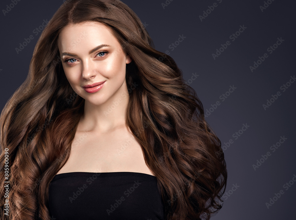 Hair woman beautiful fly brunette long curly hairstyle