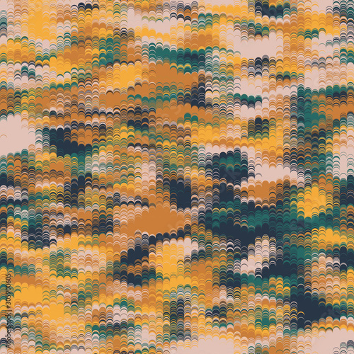 Hand Marbled Combed Paper Texture Seamless Repeat Vector Pattern Swatch. Italian or Turkish or Arabic marbling. Ancient art used in bookmaking.