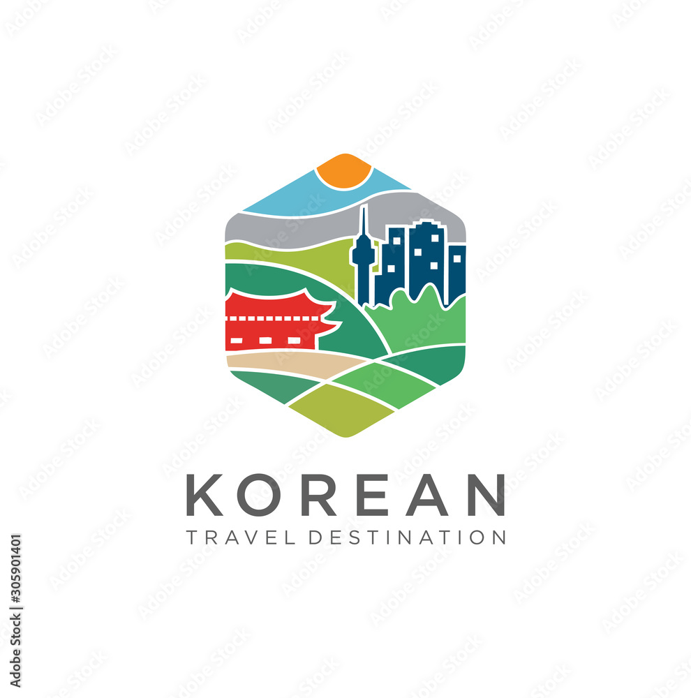 Korean Logo Design Emblem Symbol Icon . Korea Logo Vector . Korea ...
