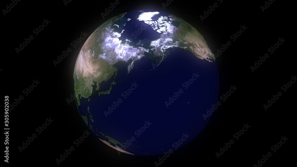 North pole earth rolling around 360 degrees. Loop of globe spinning around 4K 3D animation on black background. Day and night line. Made of public domain image from NASA North pole earth rolling around 360 degrees. Loop of globe spinning around 4K 3D animation on black background. Day and night line. Made of public domain image from NASA