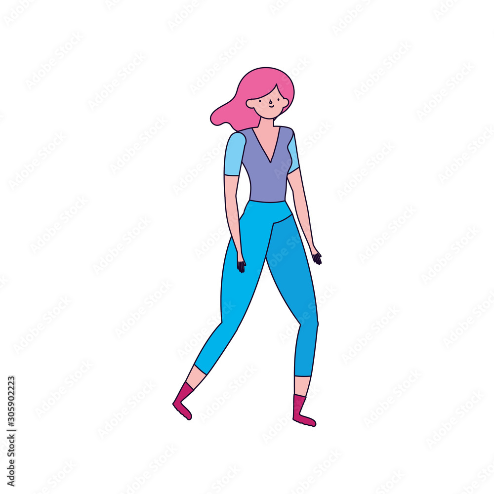 young woman cartoon character standing