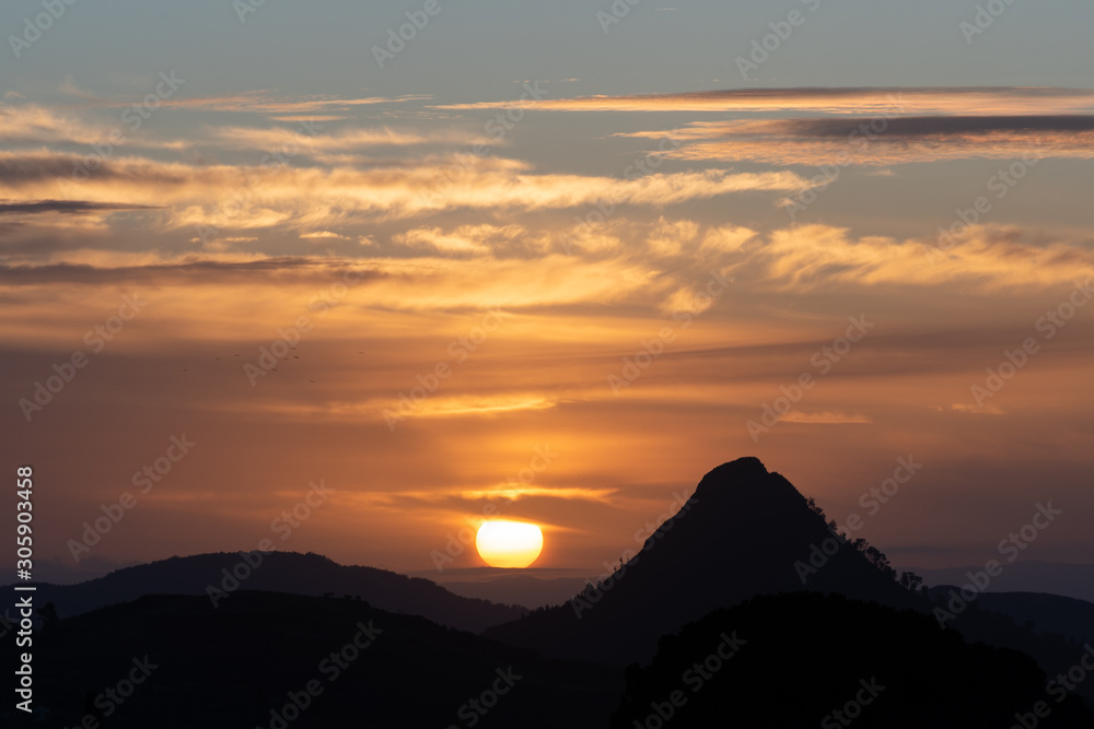 Sunrise above Monte Formaggio, Mazzarino, Caltanissetta, Sicily, Italy, Europe