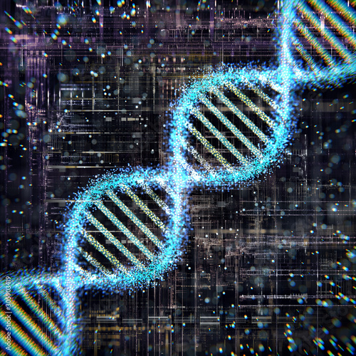 DNA concept on electronics background