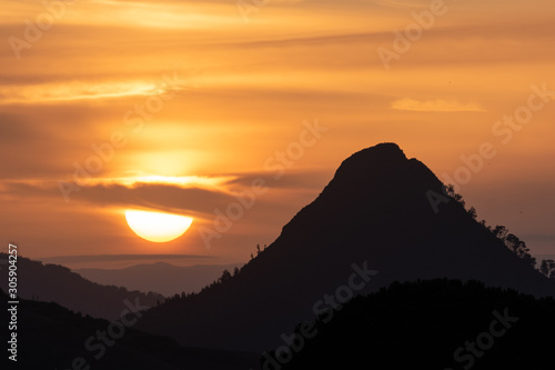 Sunrise above Monte Formaggio, Mazzarino, Caltanissetta, Sicily, Italy, Europe