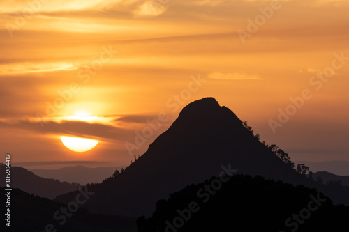 Sunrise above Monte Formaggio  Mazzarino  Caltanissetta  Sicily  Italy  Europe