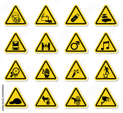 Free Download Warning Hazard Symbols labels Sign Isolate on White Background,Vector Illustration - GFXLoad