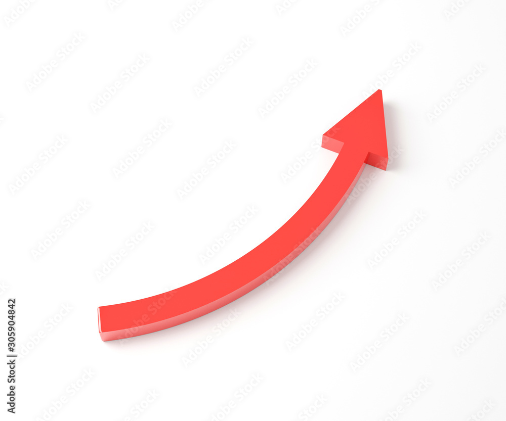 Red arrow up successful business motivation concept levels on white background, geometric shape with business. isometric step graph 3d illustration Red arrow up successful business motivation concept levels on white background, geometric shape with business. isometric step graph 3d illustration