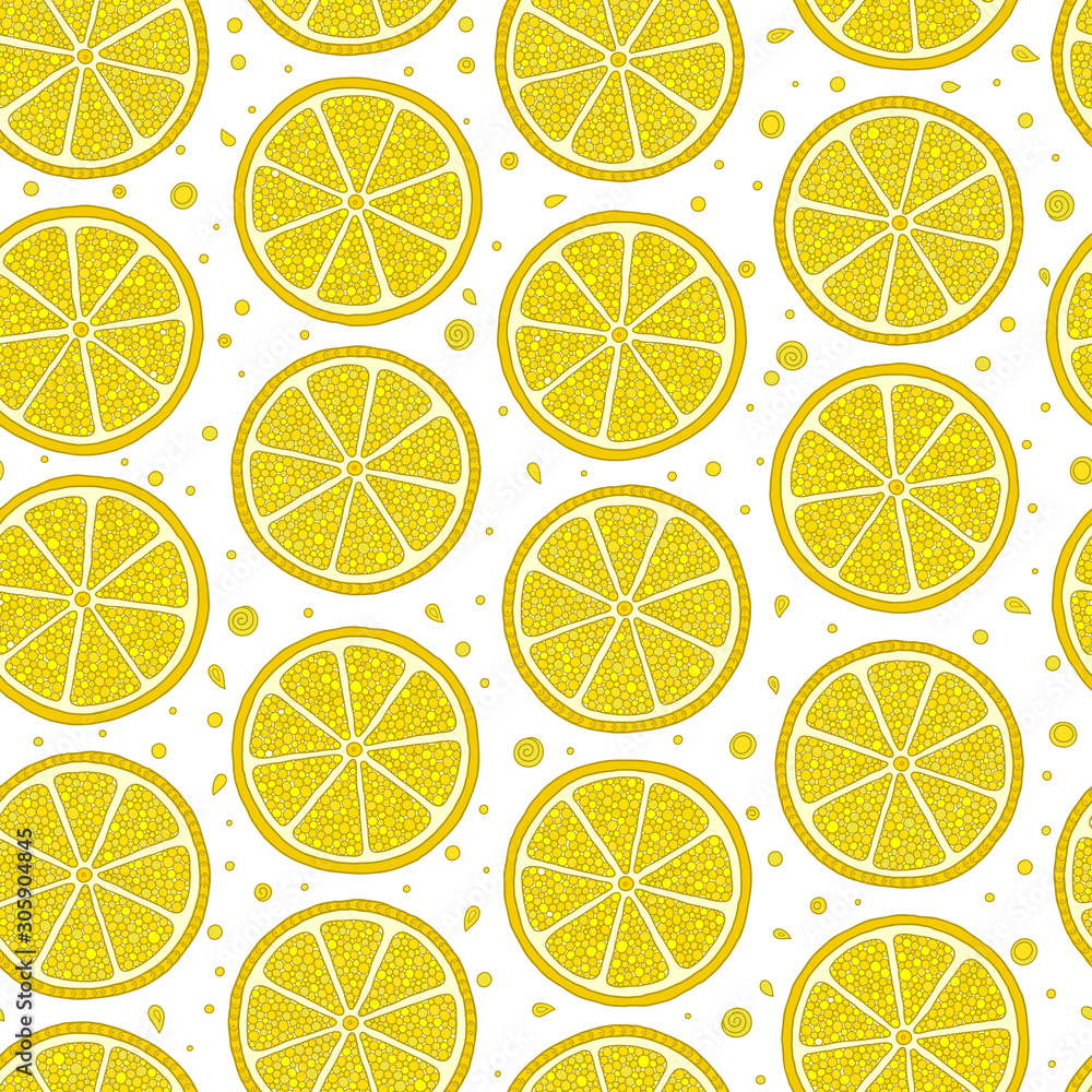 Fresh lemons  hand drawn on a white background .