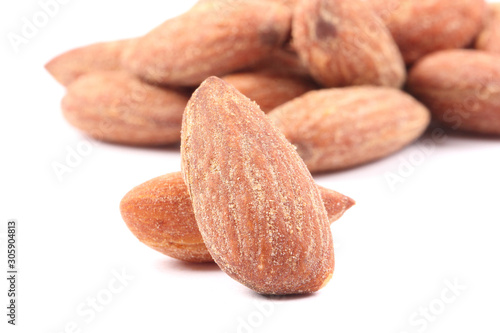 Roasted almond isolated on white 