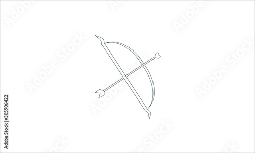 Bow and arrow icon for medieval and fantasy weapon themes