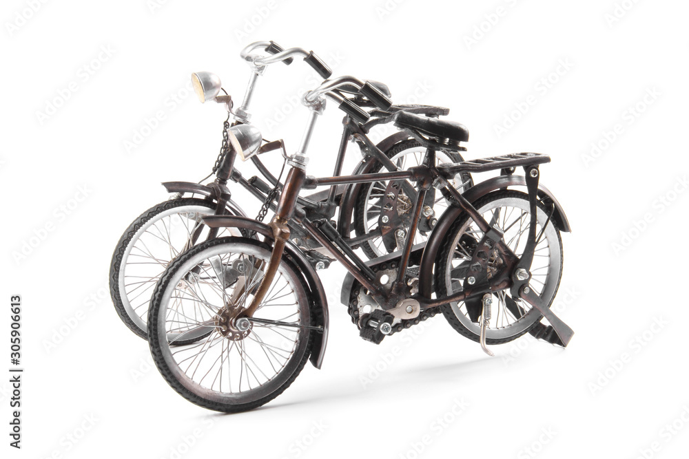 Vintage bicycle model isolated on white background