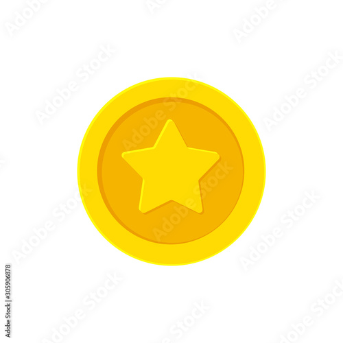 Golden coin with Star. Vector illustration
