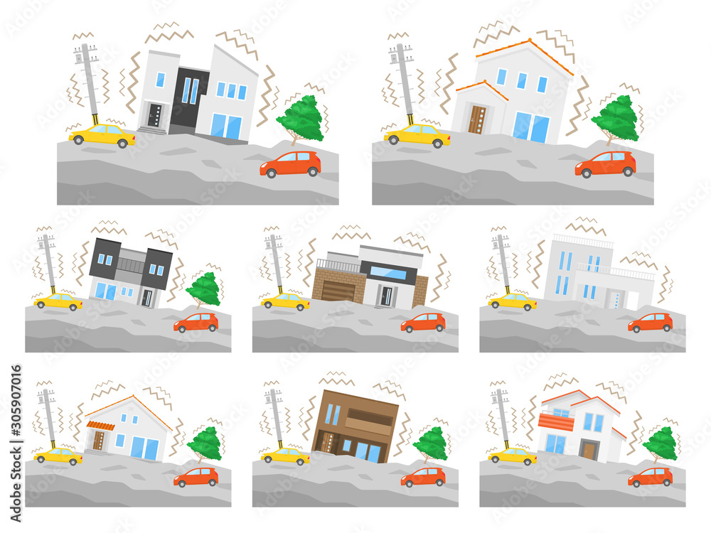 地震のイラストセット Stock Vector Adobe Stock