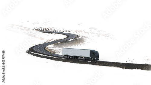Εκτύπωση καμβά Truck transportation in winter season