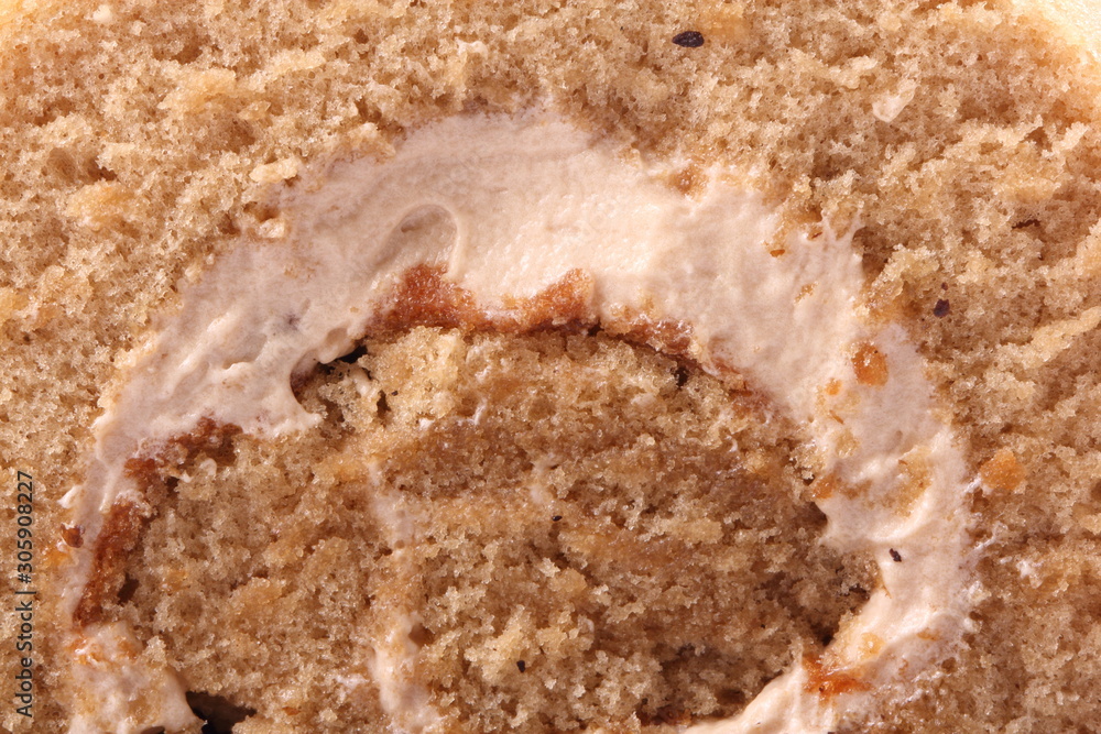 Fototapeta premium Coffee roll cake with coffee beans