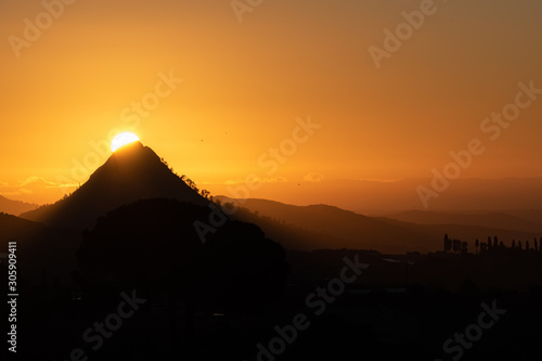Sunrise above Monte Formaggio  Mazzarino  Caltanissetta  Sicily  Italy  Europe