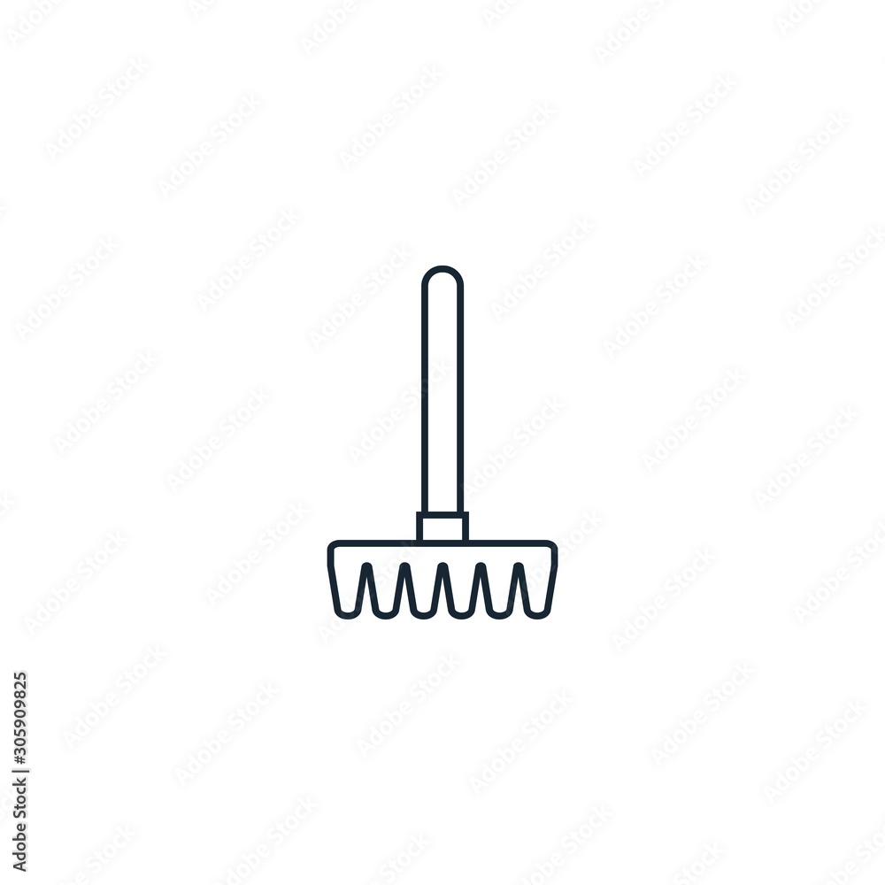 Rake creative icon. line simple illustration. From gardening icons collection. Isolated Rake sign on white background Rake creative icon. line simple illustration. From gardening icons collection. Isolated Rake sign on white background