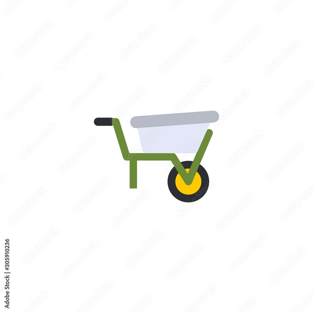 Wheelbarrow creative icon. flat simple illustration. From gardening icons collection. Isolated Wheelbarrow sign on white background Wheelbarrow creative icon. flat simple illustration. From gardening icons collection. Isolated Wheelbarrow sign on white background
