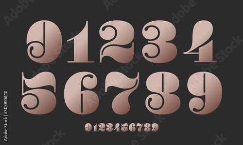Number font. Font of numbers in classical french didot style
