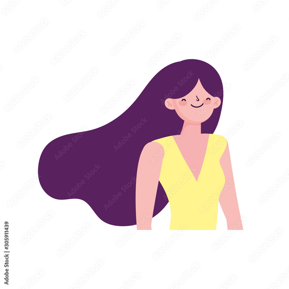 portrait young woman cartoon character portrait young woman cartoon character