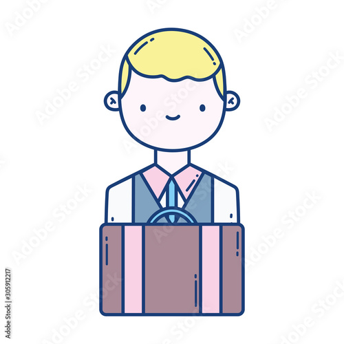 Isolated bag and bellboy vector design