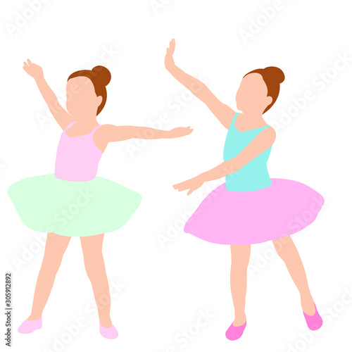 vector  isolated  silhouette dancing ballerina girl in flat style